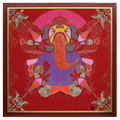 Sacred Offering: Ganesha hand-embroidered in bead, sequin and crystal work on a deep maroon cotton canvas ground